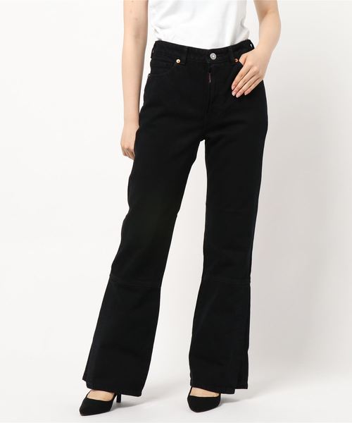 PAGEBOY（ページボーイ）の「【SOMETHING × PAGEBOY】別注 スリットフレアパンツ（デニムパンツ・レディース・ブラック/サックスブルー・SMALL/MEDIUM）」の16枚目の写真