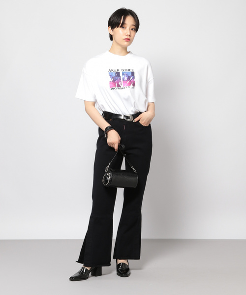 PAGEBOY（ページボーイ）の「【SOMETHING × PAGEBOY】別注 スリットフレアパンツ（デニムパンツ・レディース・ブラック/サックスブルー・SMALL/MEDIUM）」の14枚目の写真