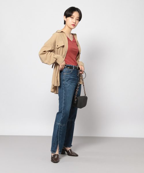 PAGEBOY（ページボーイ）の「【SOMETHING × PAGEBOY】別注 スリットフレアパンツ（デニムパンツ・レディース・ブラック/サックスブルー・SMALL/MEDIUM）」の13枚目の写真