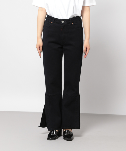 PAGEBOY（ページボーイ）の「【SOMETHING × PAGEBOY】別注 スリットフレアパンツ（デニムパンツ・レディース・ブラック/サックスブルー・SMALL/MEDIUM）」の12枚目の写真