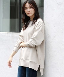 AMERICAN HOLIC | ガゼット付き前後差クルーネック裏毛チュニック(スウェット)