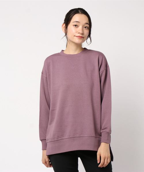 AMERICAN HOLIC（アメリカンホリック）の「ガゼット付き前後差クルーネック裏毛チュニック ＊（スウェット・レディース・チャコールグレー/カーキ/マスタード/グレイッシュベージュ/パープル/ブルー・M/L）」の16枚目の写真