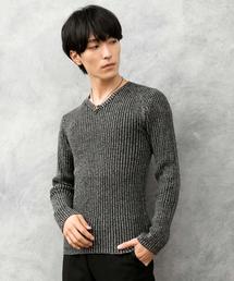 リブ編み Vネック ニットセーター