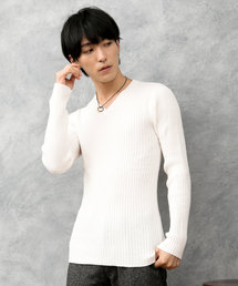TopIsm | リブ編み Vネック ニットセーター(ニット/セーター)