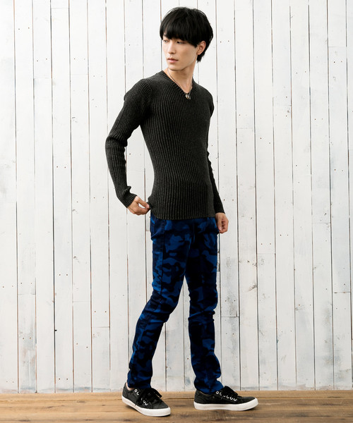 TopIsm（トップイズム）の「リブ編み Vネック ニットセーター（ニット/セーター・メンズ・ブラック/グレー/オフホワイト/ワイン/チャコール・LL/M/L）」の12枚目の写真