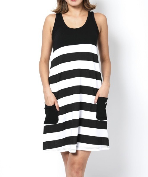 Rusty ラスティー レディースワンピース ノースリーブ ボーダー ドット柄