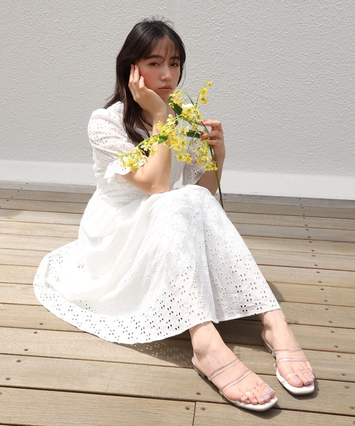 one after another NICE CLAUP(ワンアフターアナザーナイスクラップ)の「【Web限定】コットンレースロングワンピース(ワンピース・レディース・オフホワイト/ブラック/ミント/ラベンダー・FREE)」の17枚目の写真