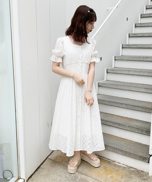 one after another NICE CLAUP(ワンアフターアナザーナイスクラップ)の「【Web限定】コットンレースロングワンピース(ワンピース・レディース・オフホワイト/ブラック/ミント/ラベンダー・FREE)」の7枚目の写真