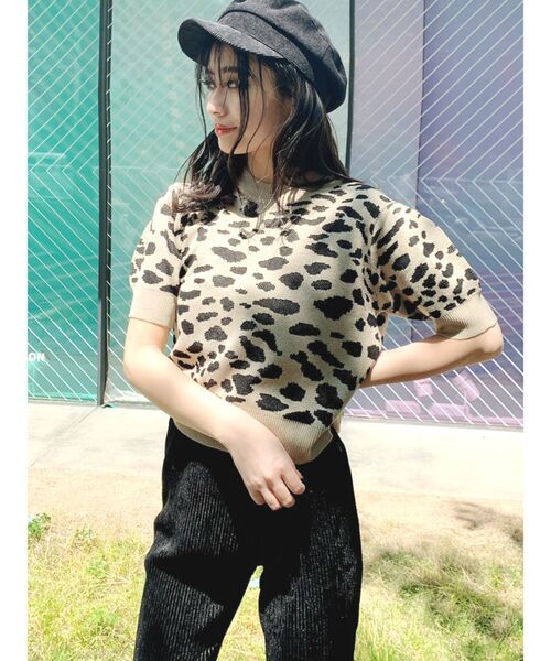 GYDA(ジェイダ)の「レオパードジャガーニットTOPS(ニット/セーター・レディース・ブラック/オレンジ/ベージュ・FREE)」の9枚目の写真