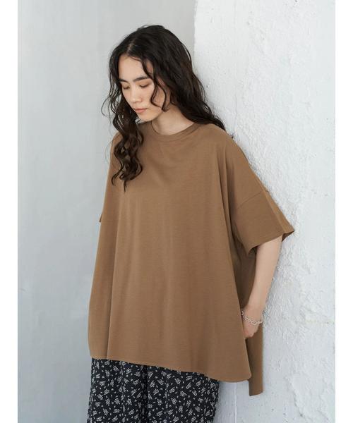 AMERICAN HOLIC（アメリカンホリック）の「ラウンドヘムカットBIGチュニック　＊（Tシャツ/カットソー・レディース・ブラック/ネイビー/オフホワイト/グリーン/キャメル・FREE）」の22枚目の写真