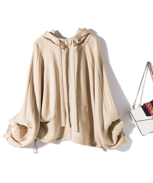 SAISON DE PAPILLON（セゾンドパピヨン）の「ニット地ジップパーカー（パーカー・レディース・ブラック/ベージュ/グレー・S/M/L）」の4枚目の写真