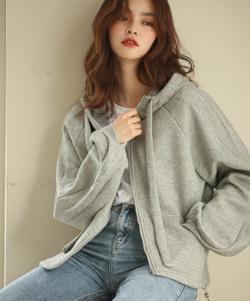 SAISON DE PAPILLON（セゾンドパピヨン）の「ニット地ジップパーカー（パーカー・レディース・ブラック/ベージュ/グレー・S/M/L）」の8枚目の写真