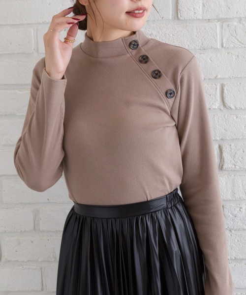SpRay(スプレイ)の「テレコボタンハイネック(Tシャツ/カットソー・レディース・アイボリー/ブラック/ピンク系その他/モカ/ブルー/パープル・FREE)」の3枚目の写真