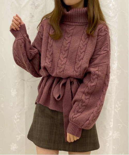 apres jour(アプレジュール)の「タートルケーブルチュニック【ZOZOTOWN限定アイテム】【10AP】(ニット/セーター・レディース・ダークブラウン/アイボリー/スモークピンク・X-LARGE/フリー)」の3枚目の写真