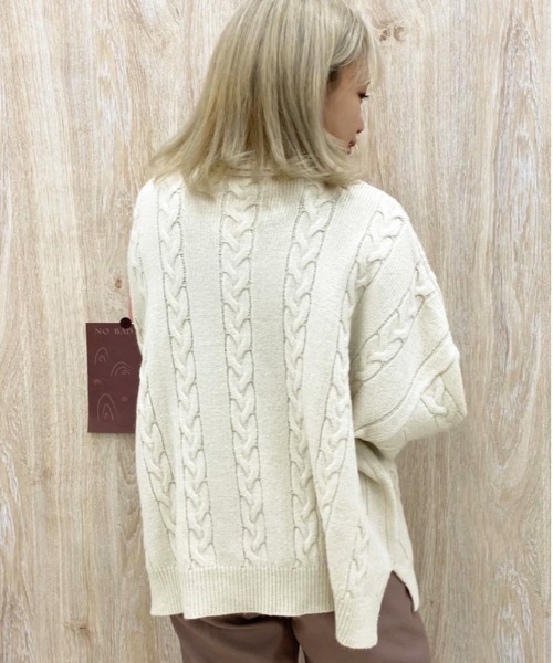 apres jour(アプレジュール)の「タートルケーブルチュニック【ZOZOTOWN限定アイテム】【10AP】(ニット/セーター・レディース・ダークブラウン/アイボリー/スモークピンク・X-LARGE/フリー)」の8枚目の写真