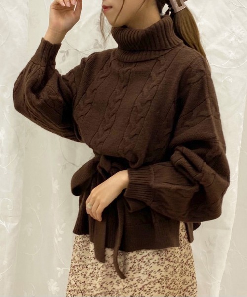 apres jour(アプレジュール)の「タートルケーブルチュニック【ZOZOTOWN限定アイテム】【10AP】(ニット/セーター・レディース・ダークブラウン/アイボリー/スモークピンク・X-LARGE/フリー)」の11枚目の写真