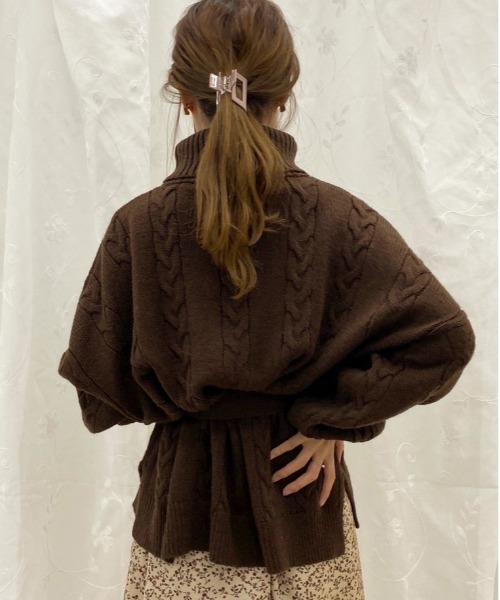 apres jour(アプレジュール)の「タートルケーブルチュニック【ZOZOTOWN限定アイテム】【10AP】(ニット/セーター・レディース・ダークブラウン/アイボリー/スモークピンク・X-LARGE/フリー)」の12枚目の写真