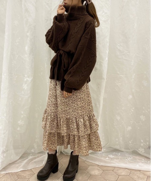 apres jour(アプレジュール)の「タートルケーブルチュニック【ZOZOTOWN限定アイテム】【10AP】(ニット/セーター・レディース・ダークブラウン/アイボリー/スモークピンク・X-LARGE/フリー)」の13枚目の写真