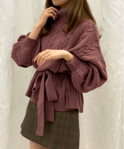 apres jour(アプレジュール)の「タートルケーブルチュニック【ZOZOTOWN限定アイテム】【10AP】(ニット/セーター・レディース・ダークブラウン/アイボリー/スモークピンク・X-LARGE/フリー)」の15枚目の写真