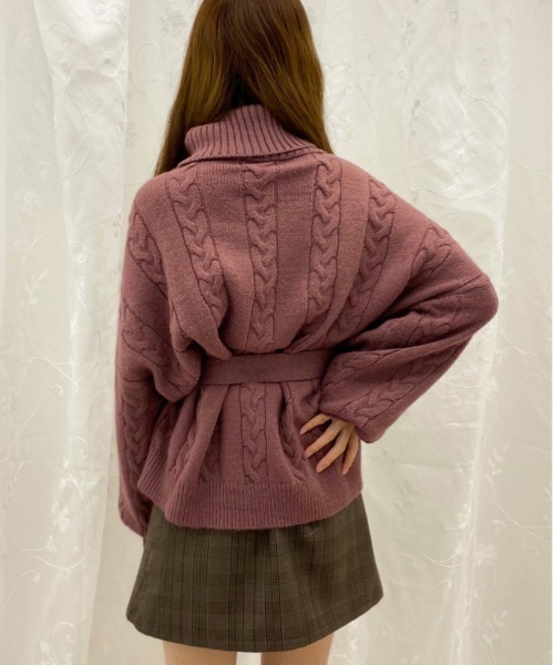 apres jour(アプレジュール)の「タートルケーブルチュニック【ZOZOTOWN限定アイテム】【10AP】(ニット/セーター・レディース・ダークブラウン/アイボリー/スモークピンク・X-LARGE/フリー)」の16枚目の写真