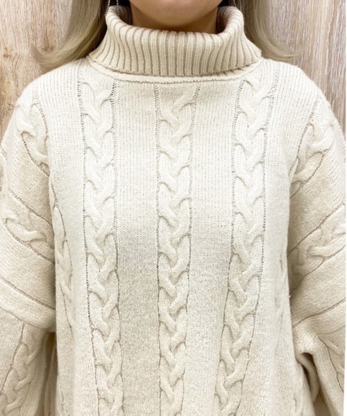 apres jour(アプレジュール)の「タートルケーブルチュニック【ZOZOTOWN限定アイテム】【10AP】(ニット/セーター・レディース・ダークブラウン/アイボリー/スモークピンク・X-LARGE/フリー)」の20枚目の写真