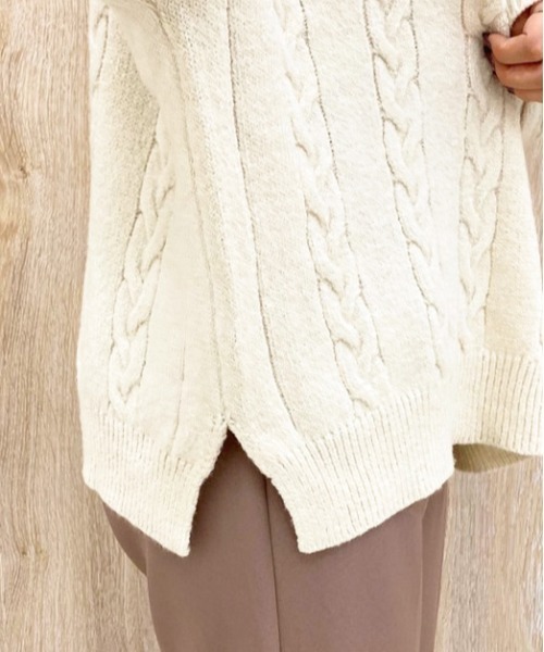apres jour(アプレジュール)の「タートルケーブルチュニック【ZOZOTOWN限定アイテム】【10AP】(ニット/セーター・レディース・ダークブラウン/アイボリー/スモークピンク・X-LARGE/フリー)」の22枚目の写真