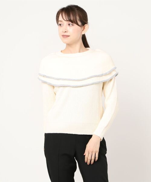 c.u.l（シーユーエル）の「【c.u.l:w】ティアードデザイン フリルニット culw9（ニット/セーター・レディース・アイボリー/ブラック・FREE）」の6枚目の写真