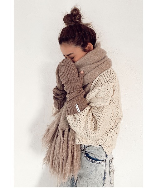 ALEXIA STAM（アリシアスタン）の「Half Finger Warm Hand Mittens/ハーフフィンガーウォームハンドミトン（手袋・レディース・ベージュ/モカ/グレー・FREE）」の8枚目の写真