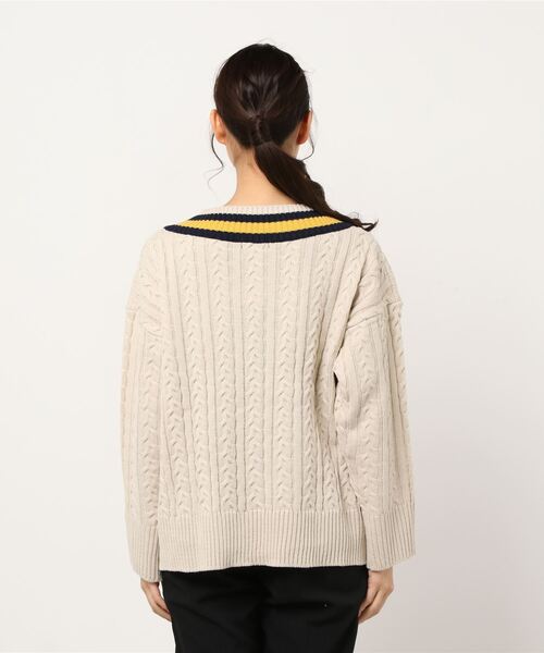 DING（ディング）の「DING/スクールケーブルニット（ニット/セーター・レディース・ベージュ/グリーン/ネイビー・FREE）」の8枚目の写真