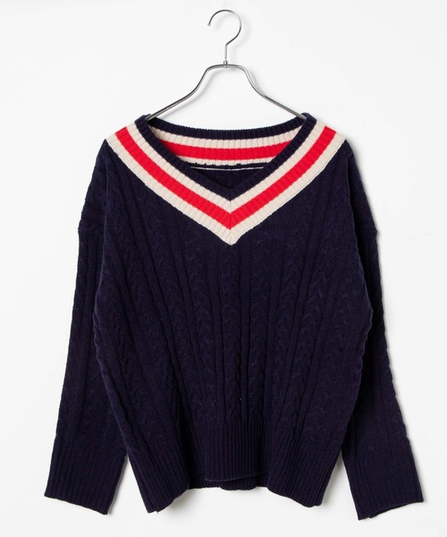 DING（ディング）の「DING/スクールケーブルニット（ニット/セーター・レディース・ベージュ/グリーン/ネイビー・FREE）」の22枚目の写真