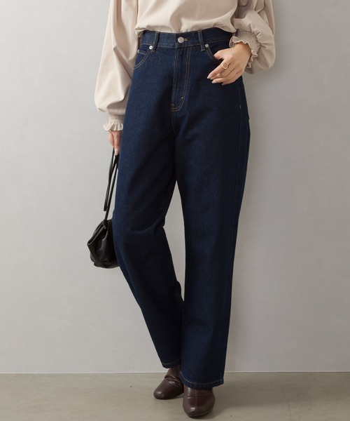SpRay(スプレイ)の「デニムセミワイドパンツ(デニムパンツ・レディース・インディゴブルー/ブルー/ブルー系その他/ブルー系その他2・FREE)」の1枚目の写真