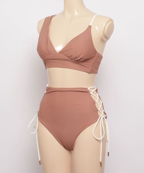 TOTASU ELEVEN（トータスイレブン）の「トータスイレブン ハイウエストショーツ  無地ビキニ   06981（水着・レディース・ブラック/ブラウン/ピンク・9号）」の4枚目の写真