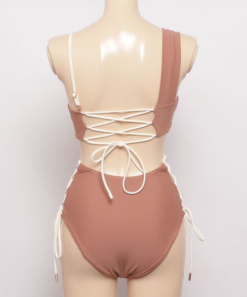 TOTASU ELEVEN（トータスイレブン）の「トータスイレブン ハイウエストショーツ  無地ビキニ   06981（水着・レディース・ブラック/ブラウン/ピンク・9号）」の5枚目の写真