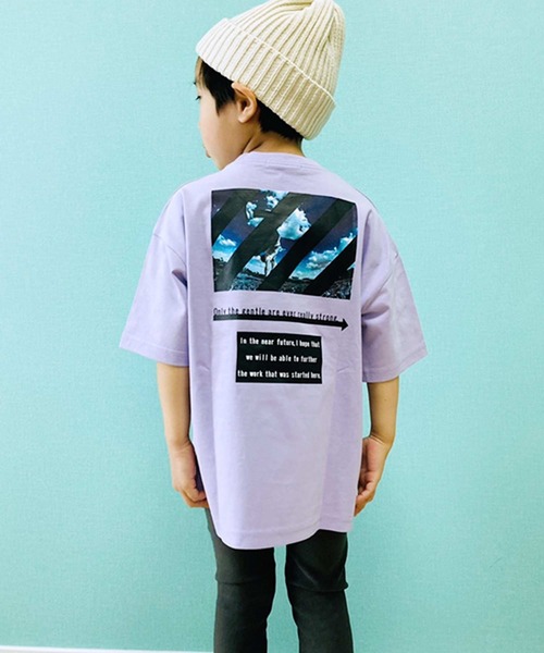 THE CASUAL(カジュアル)の「ビッグシルエット5分袖ポケット付きバックプリントTシャツ カットソー キッズ(Tシャツ/カットソー・キッズ・モカ/オレンジ/ブラック/ラベンダー/ブラック系/ホワイト系/オフホワイト/ブラック系1/ベージュ・130cm/110cm/160cm/140cm/150cm/120cm)」の8枚目の写真