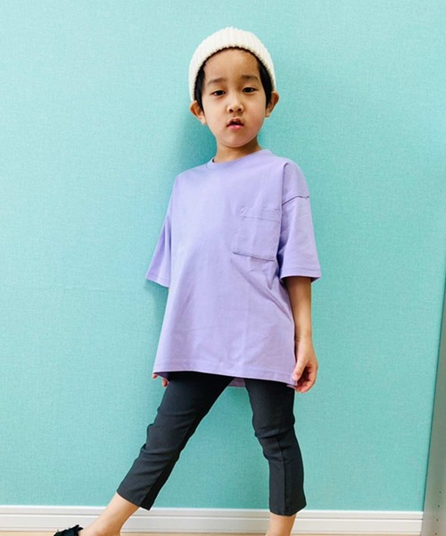 THE CASUAL(カジュアル)の「ビッグシルエット5分袖ポケット付きバックプリントTシャツ カットソー キッズ(Tシャツ/カットソー・キッズ・モカ/オレンジ/ブラック/ラベンダー/ブラック系/ホワイト系/オフホワイト/ブラック系1/ベージュ・130cm/110cm/160cm/140cm/150cm/120cm)」の20枚目の写真
