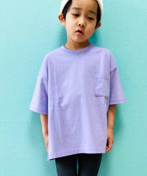 THE CASUAL(カジュアル)の「ビッグシルエット5分袖ポケット付きバックプリントTシャツ カットソー キッズ(Tシャツ/カットソー・キッズ・モカ/オレンジ/ブラック/ラベンダー/ブラック系/ホワイト系/オフホワイト/ブラック系1/ベージュ・130cm/110cm/160cm/140cm/150cm/120cm)」の12枚目の写真