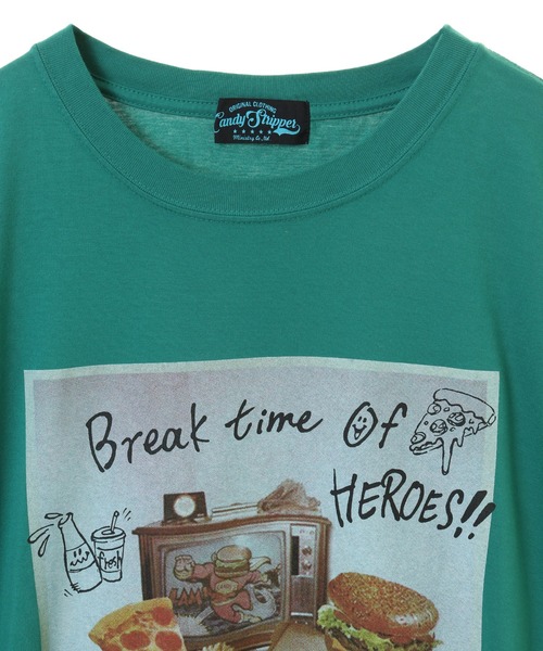 Candy Stripper（キャンディストリッパー）の「BREAK TIME OF HEROES BIG BIG Tシャツ（Tシャツ/カットソー・レディース・グリーン/オレンジ/オフホワイト/ブラック・2）」の6枚目の写真