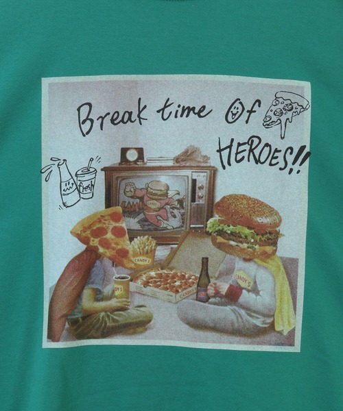 Candy Stripper（キャンディストリッパー）の「BREAK TIME OF HEROES BIG BIG Tシャツ（Tシャツ/カットソー・レディース・グリーン/オレンジ/オフホワイト/ブラック・2）」の9枚目の写真