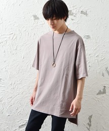 MinoriTY | メンズ半袖ロング丈ビッグシルエットロゴ刺繍Teeシャツ(Tシャツ/カットソー)