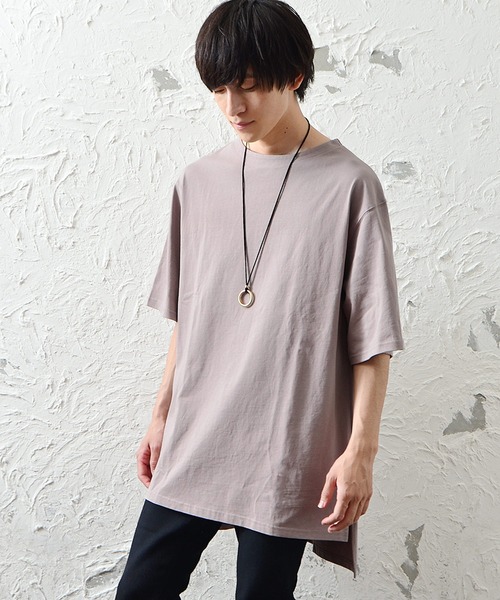 MinoriTY（マイノリティ）の「メンズ半袖ロング丈ビッグシルエットロゴ刺繍Teeシャツ（Tシャツ/カットソー・メンズ・ブラック/グレー系その他/オフホワイト・L/M）」の3枚目の写真