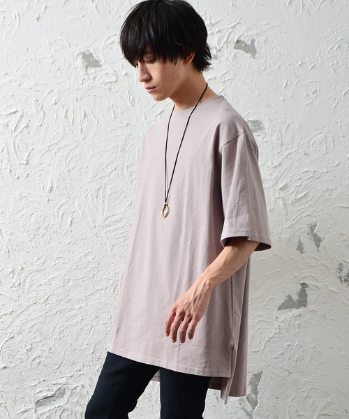 MinoriTY（マイノリティ）の「メンズ半袖ロング丈ビッグシルエットロゴ刺繍Teeシャツ（Tシャツ/カットソー・メンズ・ブラック/グレー系その他/オフホワイト・L/M）」の8枚目の写真