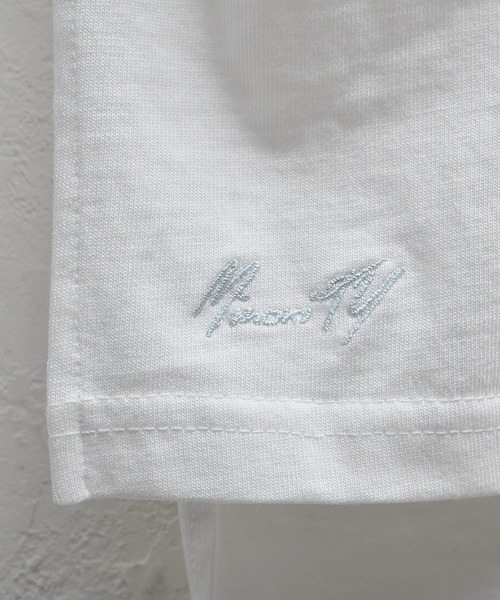MinoriTY（マイノリティ）の「メンズ半袖ロング丈ビッグシルエットロゴ刺繍Teeシャツ（Tシャツ/カットソー・メンズ・ブラック/グレー系その他/オフホワイト・L/M）」の12枚目の写真