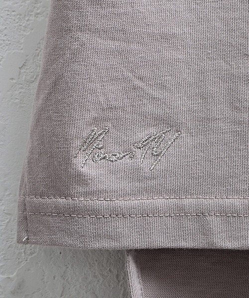 MinoriTY（マイノリティ）の「メンズ半袖ロング丈ビッグシルエットロゴ刺繍Teeシャツ（Tシャツ/カットソー・メンズ・ブラック/グレー系その他/オフホワイト・L/M）」の14枚目の写真