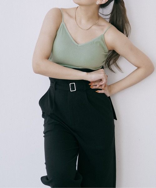 Happy John（ハッピージョン）の「short rib cup camisole/ショートリブカップキャミソール（キャミソール・レディース・ホワイト/ミント/ベージュ/ブラック・FREE）」の6枚目の写真