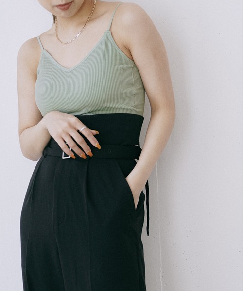 Happy John（ハッピージョン）の「short rib cup camisole/ショートリブカップキャミソール（キャミソール・レディース・ホワイト/ミント/ベージュ/ブラック・FREE）」の5枚目の写真