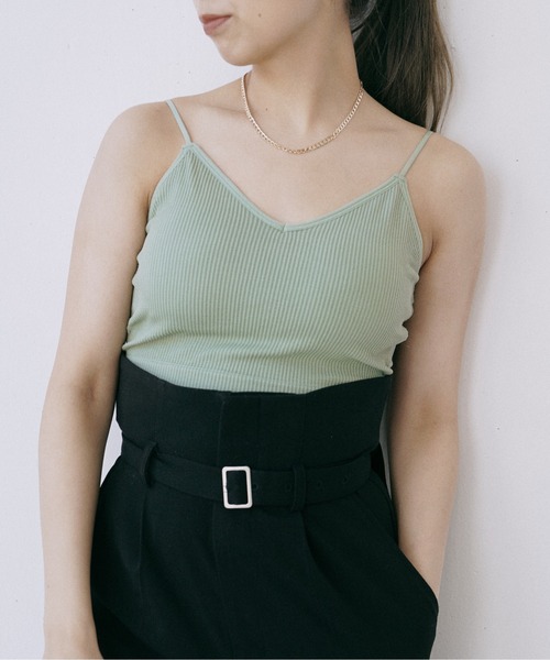Happy John（ハッピージョン）の「short rib cup camisole/ショートリブカップキャミソール（キャミソール・レディース・ホワイト/ミント/ベージュ/ブラック・FREE）」の7枚目の写真
