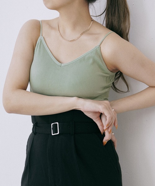 Happy John（ハッピージョン）の「short rib cup camisole/ショートリブカップキャミソール（キャミソール・レディース・ホワイト/ミント/ベージュ/ブラック・FREE）」の10枚目の写真