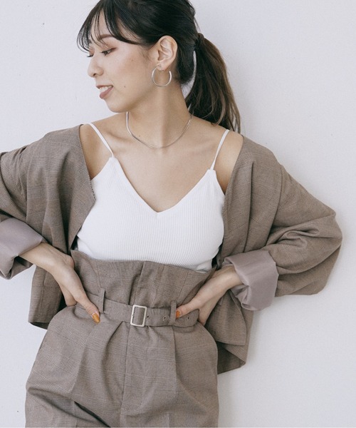 Happy John（ハッピージョン）の「short rib cup camisole/ショートリブカップキャミソール（キャミソール・レディース・ホワイト/ミント/ベージュ/ブラック・FREE）」の13枚目の写真