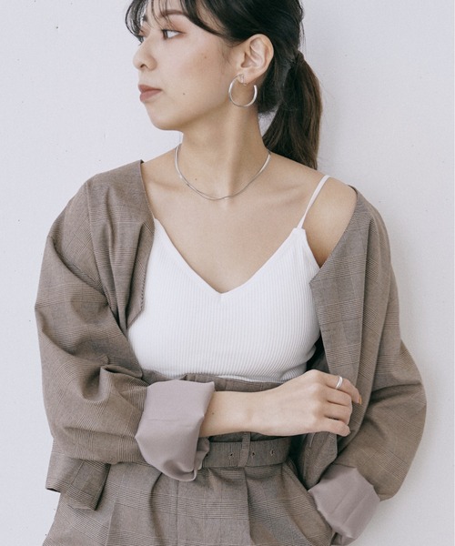 Happy John（ハッピージョン）の「short rib cup camisole/ショートリブカップキャミソール（キャミソール・レディース・ホワイト/ミント/ベージュ/ブラック・FREE）」の14枚目の写真