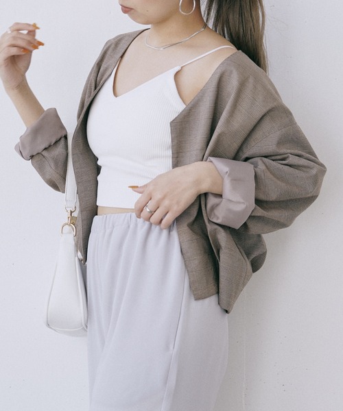 Happy John（ハッピージョン）の「short rib cup camisole/ショートリブカップキャミソール（キャミソール・レディース・ホワイト/ミント/ベージュ/ブラック・FREE）」の16枚目の写真